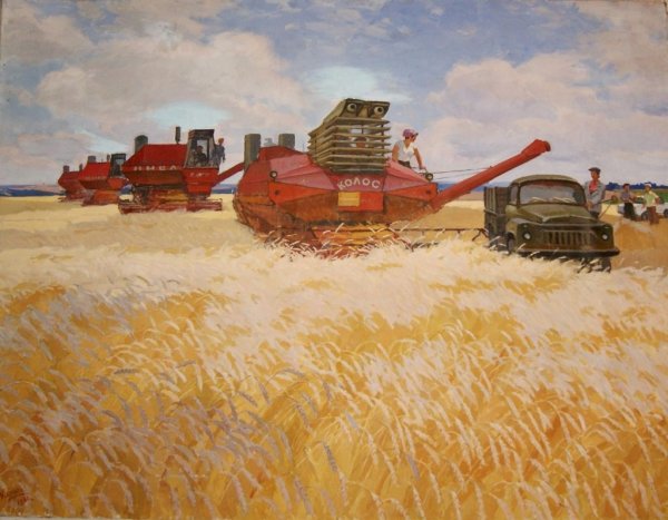 Картина в.м. Каратая «уборка урожая»