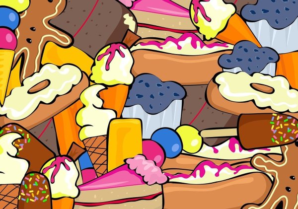 Торты пирожные акварель