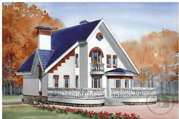 Коттедж с синей крышей