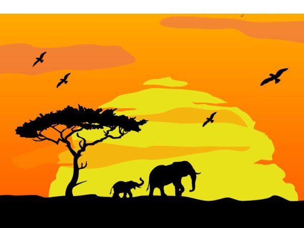 Африканский пейзаж рисунки
