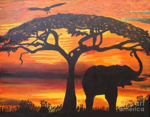 Африканский пейзаж Графика