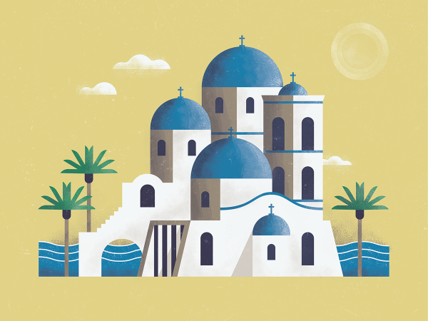 Храм Афины Парфенон черно белый