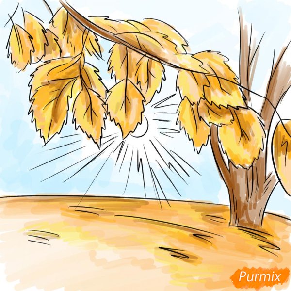 Рисунок на тему осеннее утро