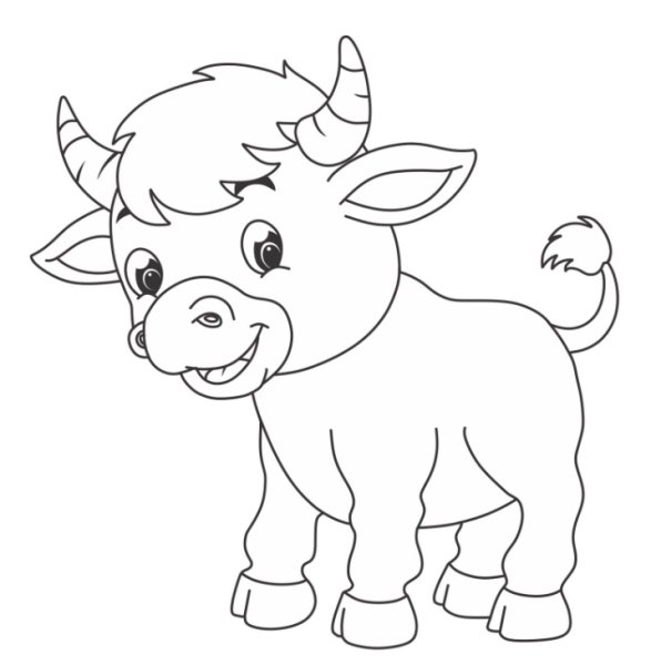 Бык раскраска для детей