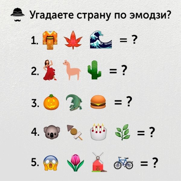 По ЭМОДЖИ отгадать страну