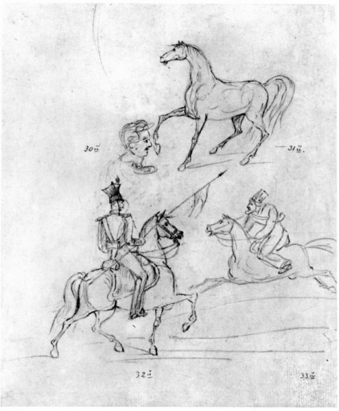 Рисунки Лермонтова из юнкерской тетради