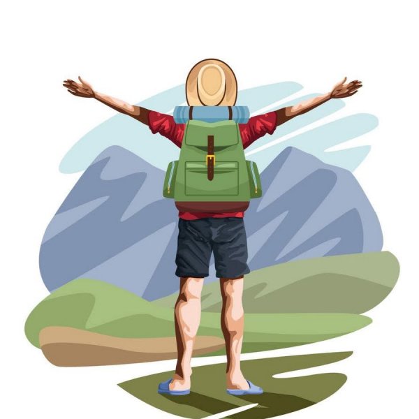 Туристы с рюкзаками нарисованные