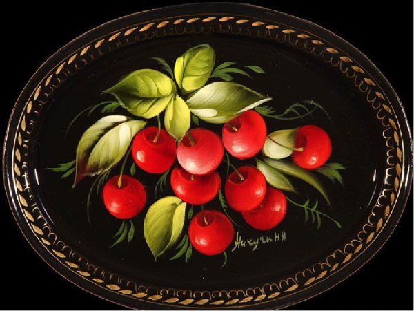 Жостовские подносы роспись с ягодами