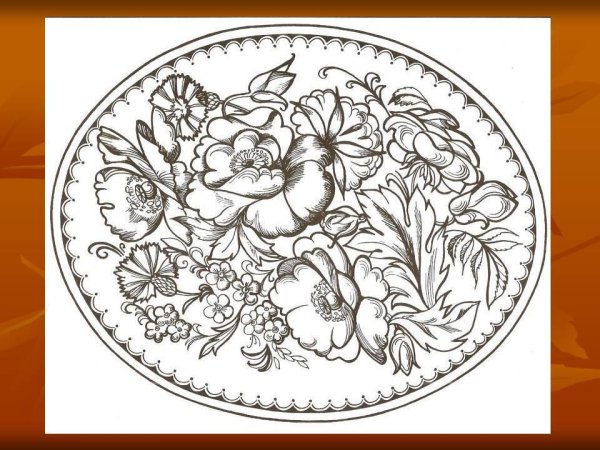 Расписной Жостовский поднос эскиз