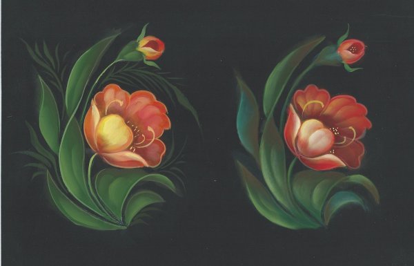 Жостовская роспись двойной мазок