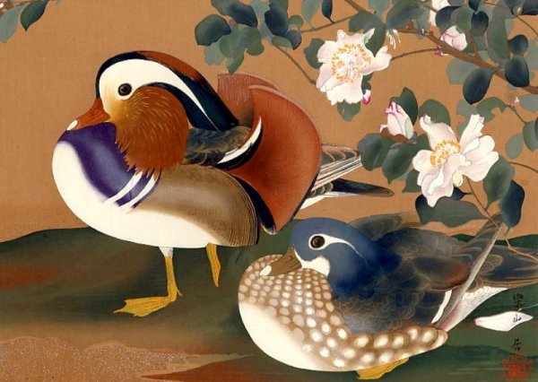 Китайская живопись утки мандаринки
