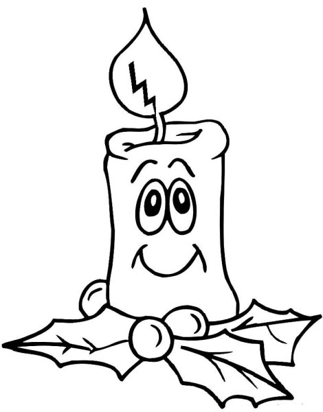 Новогодняя свеча раскраска для детей