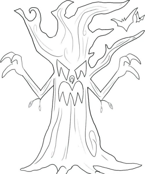 Раскраска страшное дерево