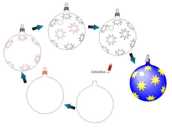 Рисование новогодней игрушки