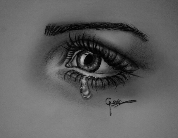 Плачущий глаз карандашом