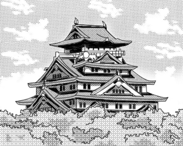 Японский домик карандашом