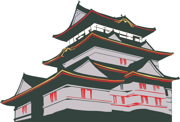 Японский дом на белом фоне