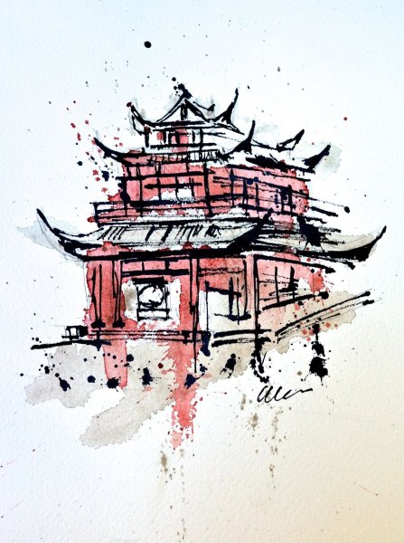 Архитектура Японии скетчи