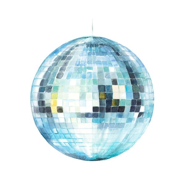 Диско шар на белом фоне