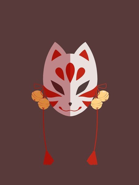 Японская маска лисы Кицунэ арт