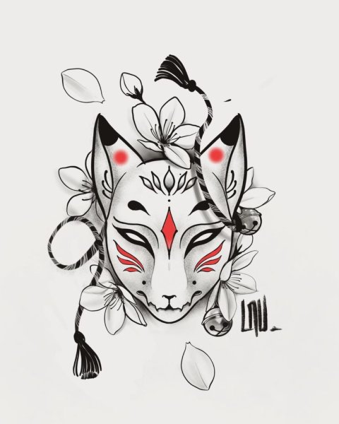 Маска Кицунэ тату