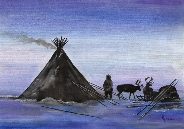 Чум ненцев рисунок