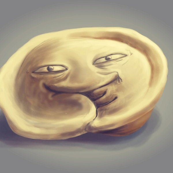 Нарисованный пельмень с глазами