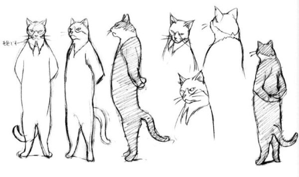 Кот на задних лапах рисунок