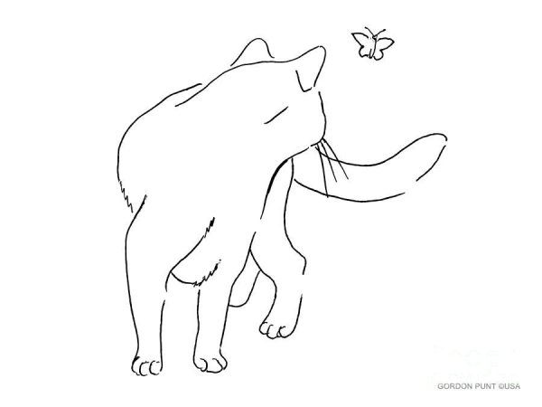 Кошка рисунок контур