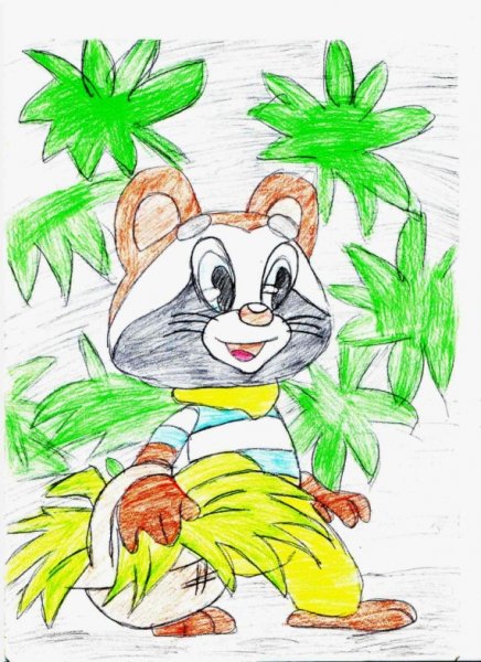 Крошка енот карандашом