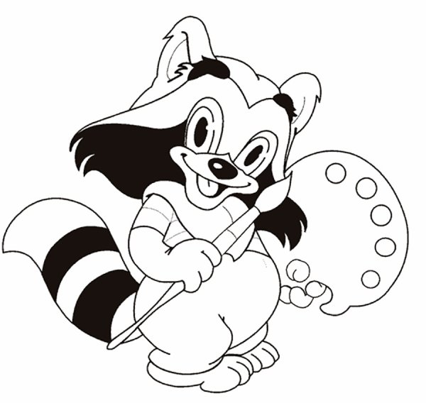 Крошка енот раскраска для детей
