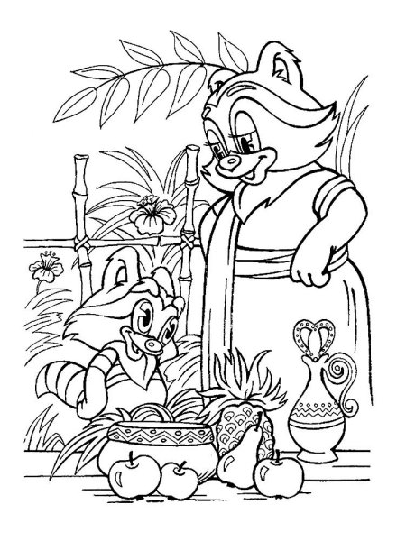 Крошка енот раскраска для детей