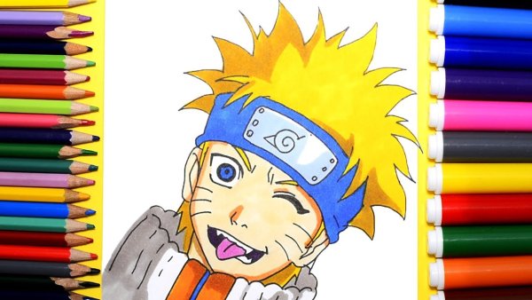 Наруто раскрашенный фломастерами