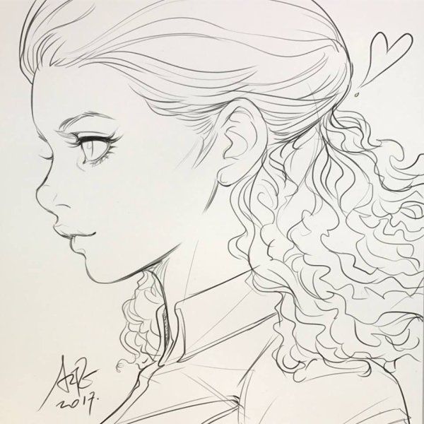 Девушка в профиль скетч