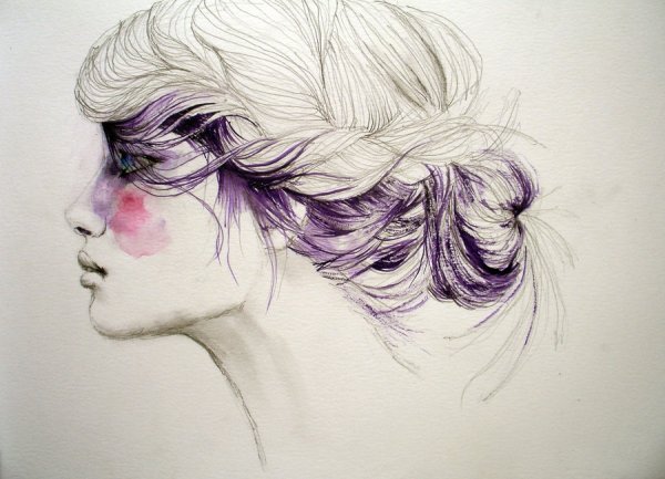 Женский профиль карандашом