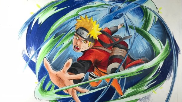 Наруто карандашом в цвете