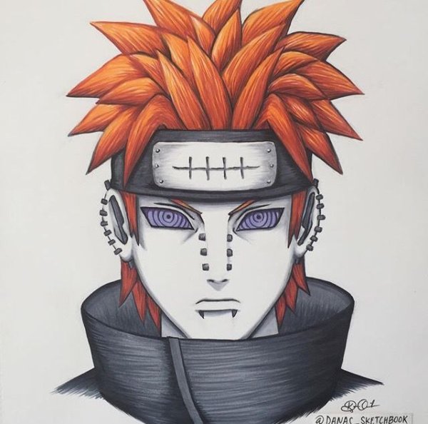 Наруто цветными карандашами