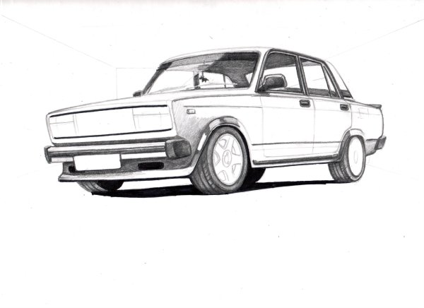 Эскиз ВАЗ 2105 спереди
