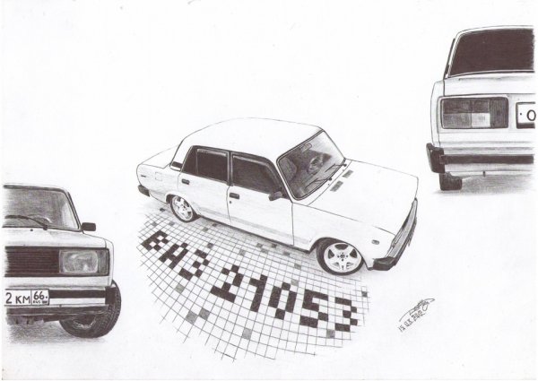 ВАЗ[ 2107 рисунок тюнингованный