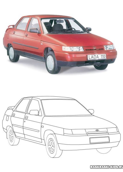 Машина модель ВАЗ 2110 раскраска