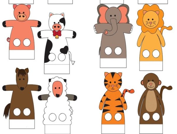 Пальчиковый театр Теремок шаблоны персонажей