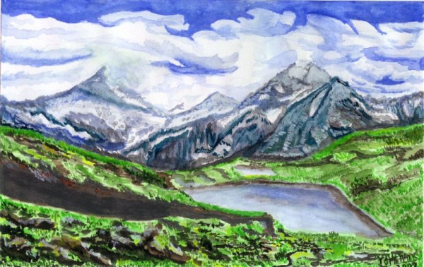 Горы Кавказа рисунок