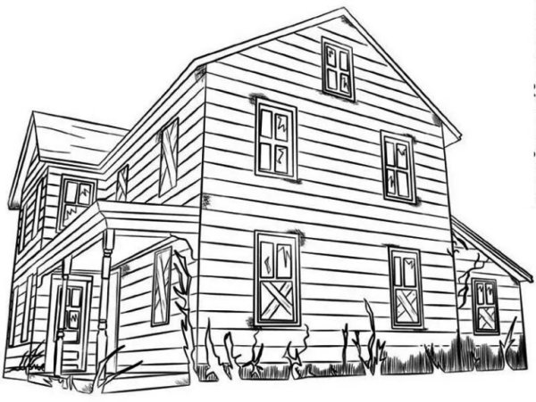 Раскраска двухэтажный дом