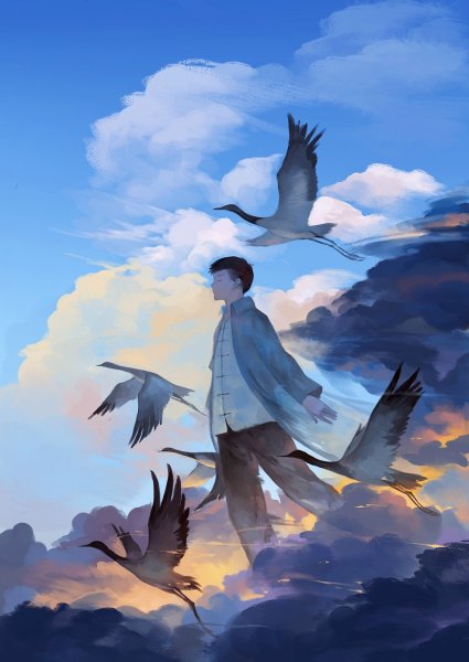 Птицы в небе арт