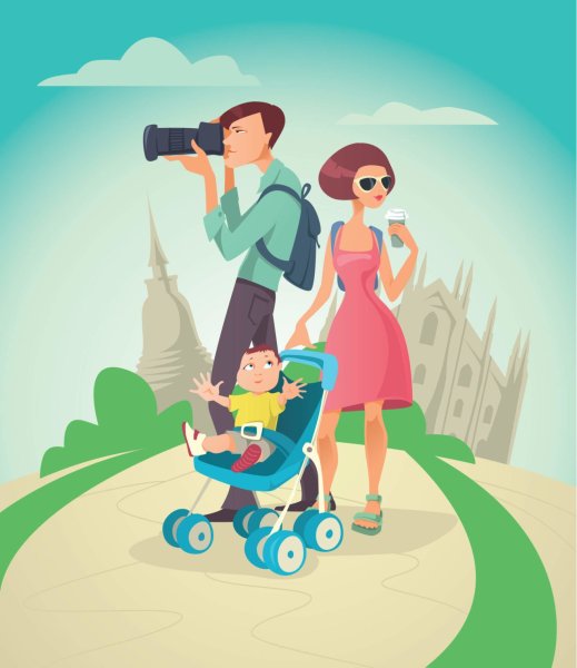 Семья на прогулке