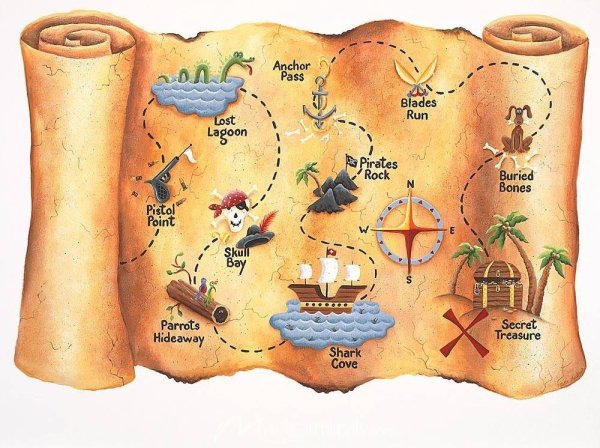 Карта пирата остров сокровищ для детей