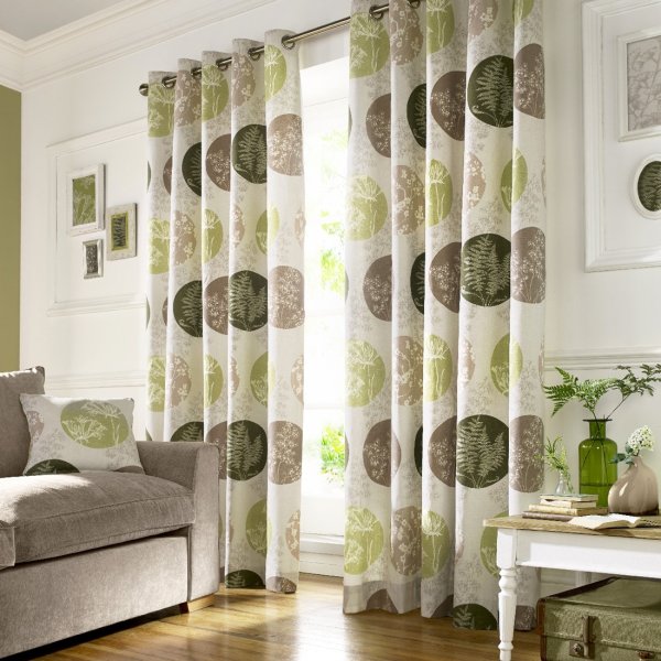 Шторы в бежево зеленых тонах