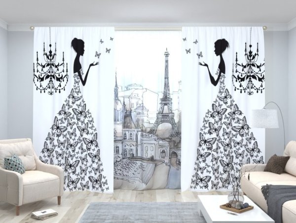 Шторы женщина из бабочек