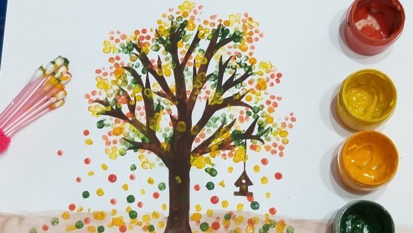 Дерево в нетрадиционной технике рисования