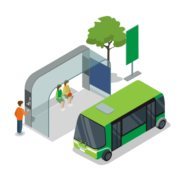 Автобусная остановка композиция